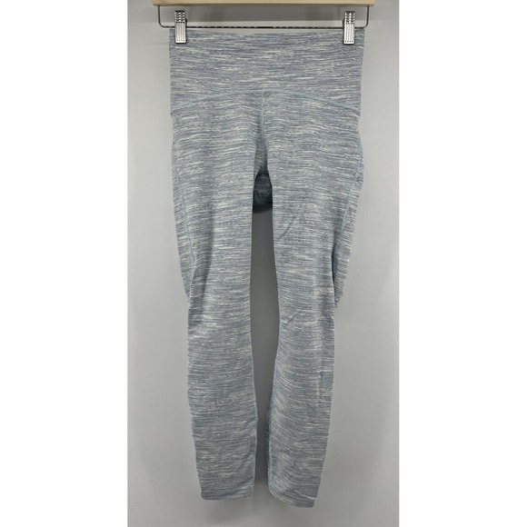 lululemon athletica Pants - Lululemon Train Times 7/8 Pant Leggings Blue White Striped Sz 6 26/26 High Rise